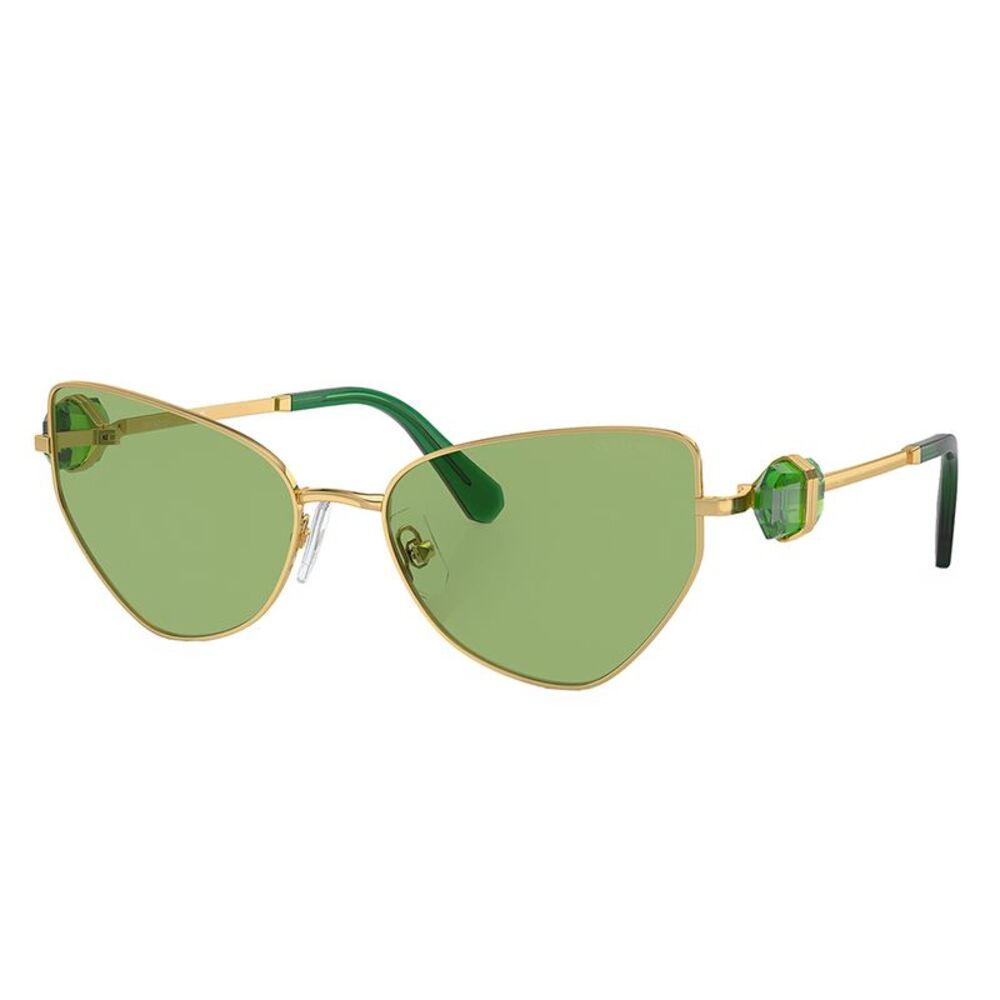 Swarovski SK 7003 4004/2 Gold/Green Metal Irregular Sunglasses Green Lens